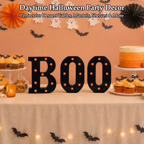 Lighted Halloween BOO Marquee Sign for Indoor Outdoor Decor - Spooky Home Party Accent
