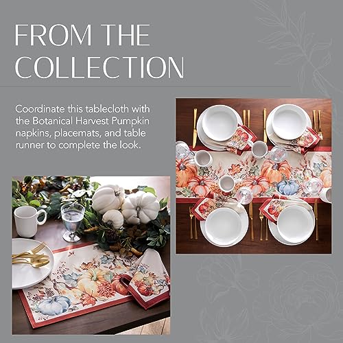70-Inch Round Botanical Harvest Pumpkin Tablecloth - Fall Decor