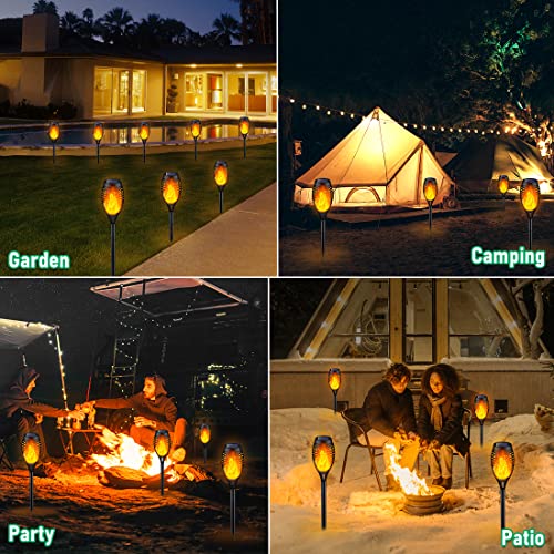 6 Pack Solar Torch Lights with Flickering Flame - Outdoor Garden Pathway Decor - Orange