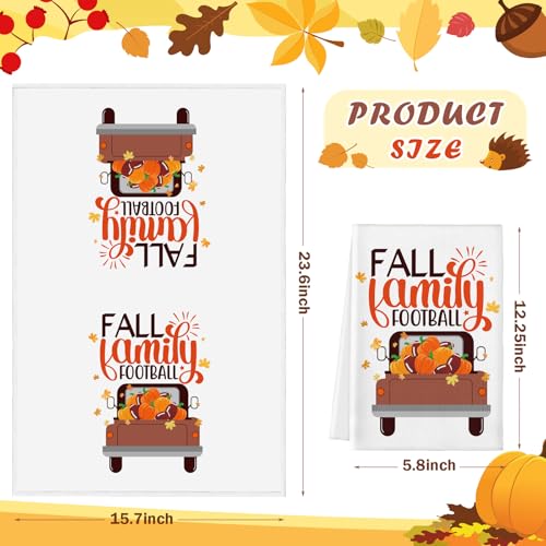Football Fall Pumpkin Kitchen Towels Set - 6 Piece Dish Cloths with Hanging Loop