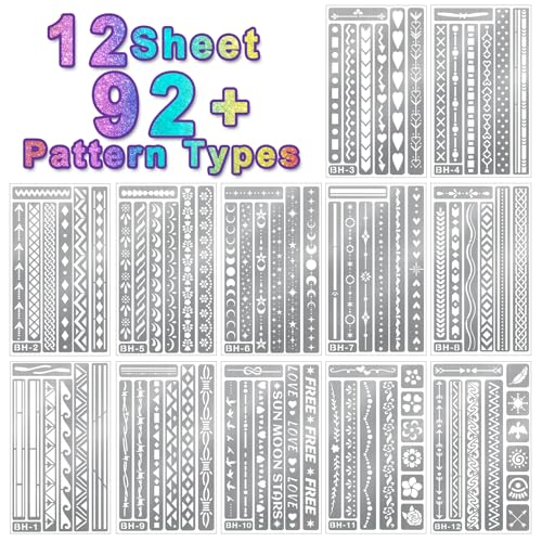Mandala Arm Marker - Metallic Body Art Tattoos Kit with Reusable Stencils