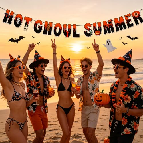 Summer Halloween Banner - Ghoul Summer Party Decor for Pool & Backyard