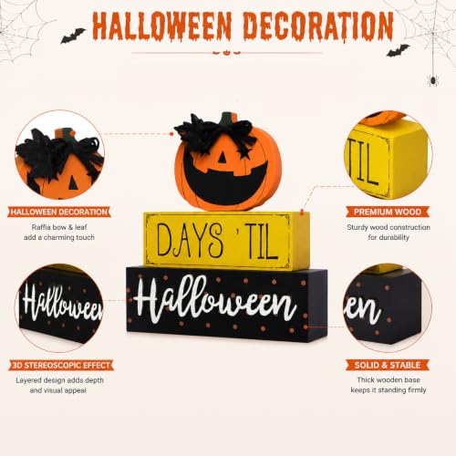 Halloween Indoor Decor Sign - Days 'Til Halloween Pumpkin Table Centerpiece