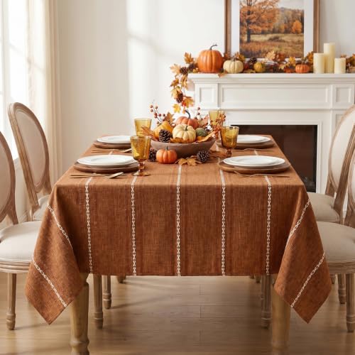 Horaldaily Fall Caramel Rectangular Tablecloth - 60x140 Inch Rustic Style Variation