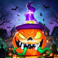 12FT Halloween Inflatable Pumpkins with Witch's Hat & Vines - Outdoor Yard Decor