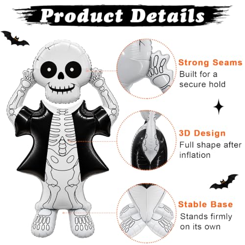 Large Self-Standing Skeleton Balloons for Halloween Party Decorations - 2 Pack