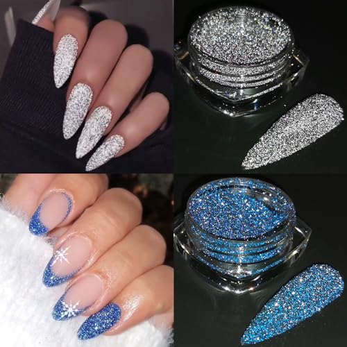 Reflective Glitter Powder Set - 8 Colors Diamond Nail Art Glitter - Sparkle & Shine