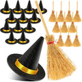 Black 28-Piece Mini Witch Hat Set for Halloween Crafts & Party Decor