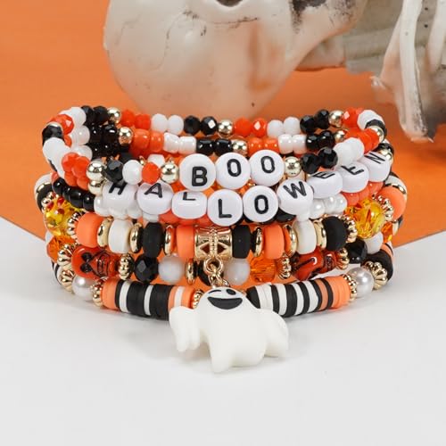 Halloween Friendship Bracelets with Ghost Pumpkin Beads - Color 20