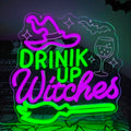 Drink Up Witches Halloween Neon Sign Wall Decor Dimmable LED Light