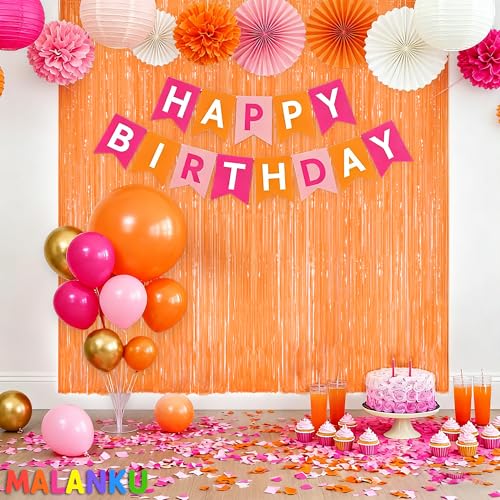 Orange Fringe Party Streamers Backdrop - 2 Pack, 3.3ft x 8.2ft for Halloween, Thanksgiving, Fall & Birthday Celebrations