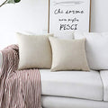 24x24 Inch Set of 2 Linen Pillow Shams - Light Beige European Cushion Covers