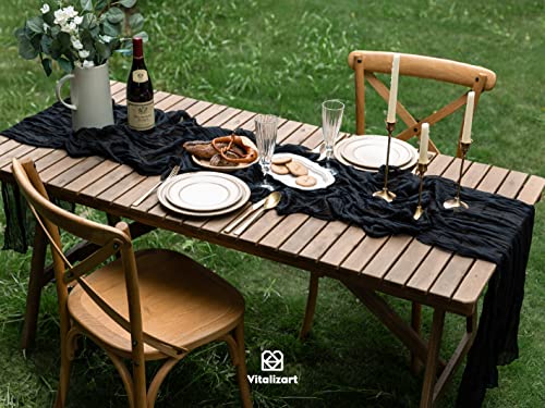 Black Cheesecloth Table Runner 10ft Gauze Boho Rustic Wedding Party Decor