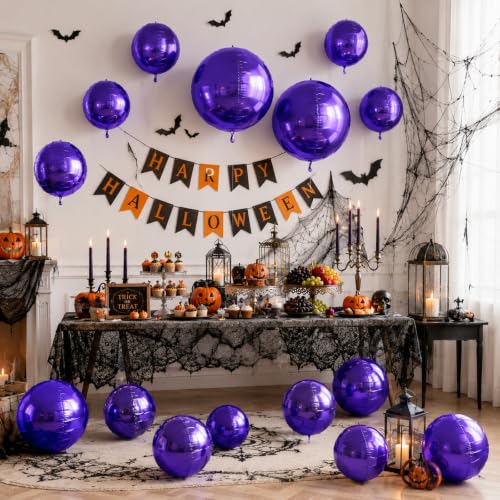 Dark Purple 4D Foil Balloons Set for Halloween Party Decorations - 15PCS Variation