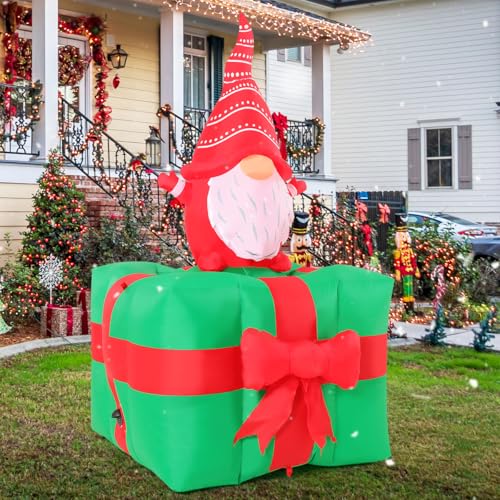 Inflatable Christmas Gnome with LED Lights Outdoor Yard Decoration - 6.3 Ft