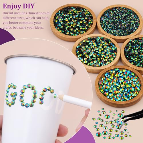 Emerald Black AB Flatback Rhinestones with B7000 Glue - Jewelry Crafts & DIY
