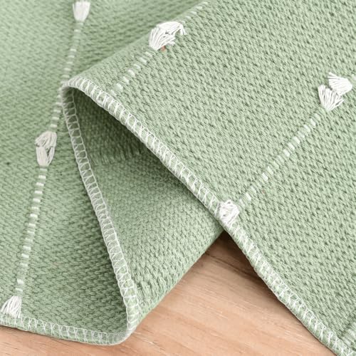 Sage Green Cotton Woven Table Runner 12x120 Inch Farmhouse Dining Decor