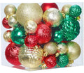 Christmas Ball Ornaments Set - Red Green Gold Shatterproof Decorations with Hang Rope - 36pcs, 6 Styles, 3 Sizes, Variation: RedGreenGold