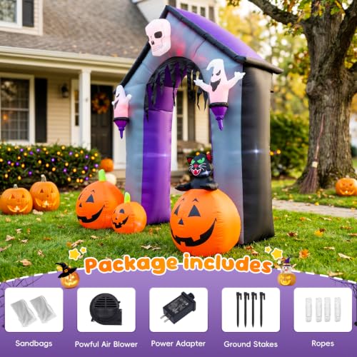 Halloween Pumpkin Arch Inflatable Decoration - 9FT Large Outdoor Festive Decor - Variation: Pumpkin Arch