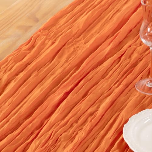 Orange Cheesecloth Table Runners 6 Pack Summer Boho Decor - DeZerlor Variation