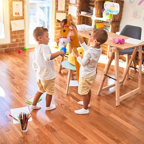 2PCS Inflatable Pony Stick Horse for Party Decorations and Costumes - Brown, 37 Inches