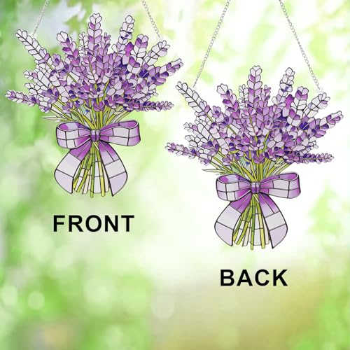 Lavender Flower Stained Glass Window Suncatchers - Indoor Wall Decor, Gift Idea