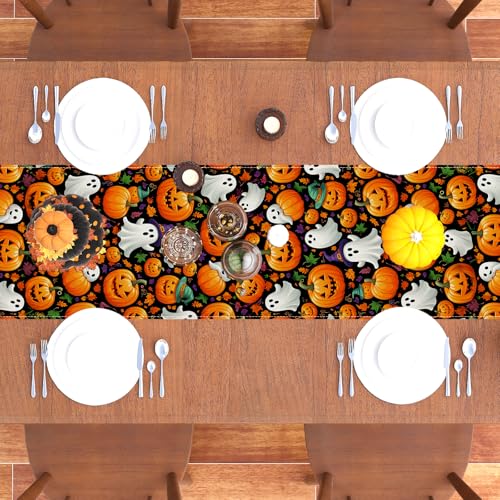 Halloween Table Runner Ghost Pumpkin Decorations for Home Decor, 13x72 Inches