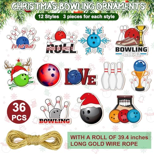 Wooden Bowling Ornaments Christmas Hanging Decor - Bowling Variation