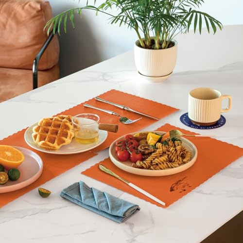 Orange Disposable Paper Placemats 14x10 Inch Pack of 50 - Wavy Edged Table Decor