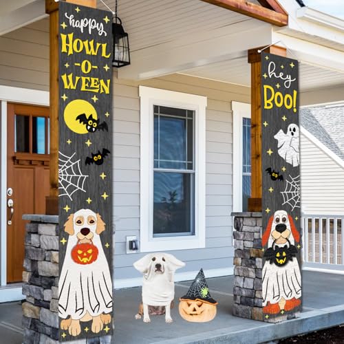 Halloween Ghost Dog Banner Door Wall Hanging Party Decorations - Hey Boo