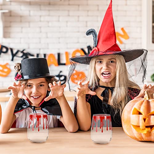 Halloween Blood Spattered Stemless Wine Glasses Set - 17oz Party Drinkware