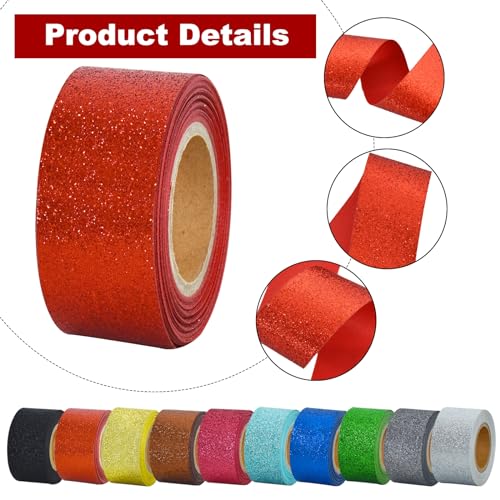 Red Glitter Ribbon 1.5 Inch Wide - Sparkling Gift Wrap & Craft Decoration, 2 Rolls of 10 Yards