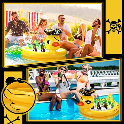 Inflatable Pirate Duck Cooler - Floating Beverage Cooler for Parties & Outdoor Events