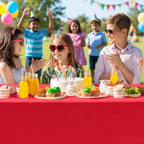 Red, Yellow Black Plastic Tablecloths 54x108 Inches - Disposable Party Cover Set - Variation: Red Yellow Black Rectangle