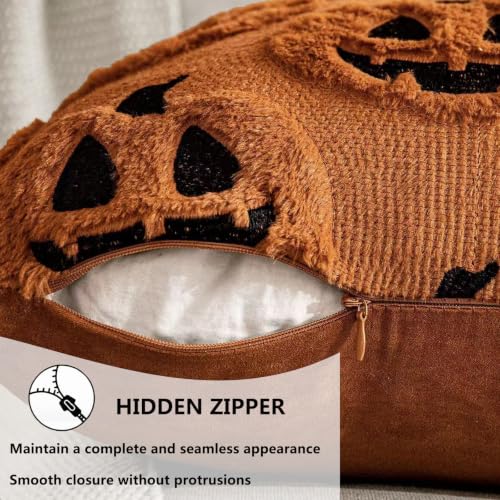 Fall Pillow Covers 18x18 Set of 2 - Rust Ghost Pumpkin Autumn Decor