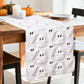 Halloween 3D Ghost Jacquard Table Runner - White, 13 x 72 Inch for Festive Decor