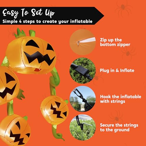 10 Ft Tall Halloween Inflatable Pumpkin Hanging Roof Decor with LEDs