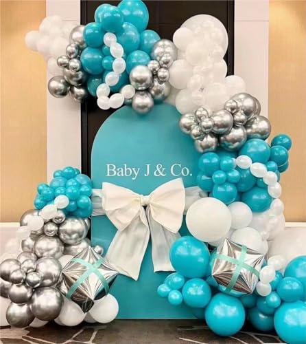 Matte Teal Blue Balloon Kit - 102pcs Latex Party Balloons in Multiple Sizes