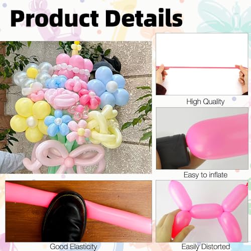 Pink Long Balloons for Parties and Balloon Arches - 100 pcs