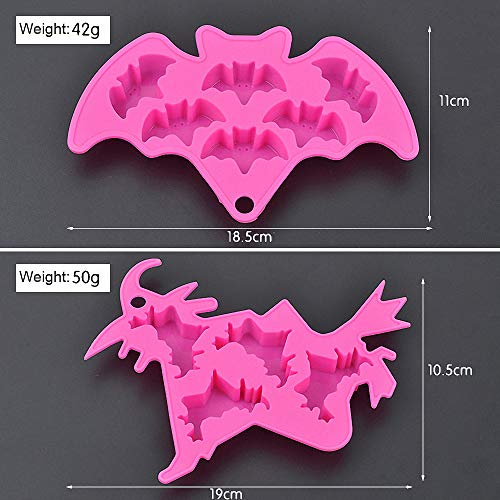 Halloween Silicone Molds 4-Pack Bat Skull Ghost Witch for Candy Cake Baking