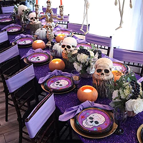 Purple Sequin Table Cloth 156x90 Inches Wedding Party Halloween Fabric