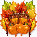 Fall Balloons Set with Maple Leaf Variation - Autumn Foil Balloon Decorations
