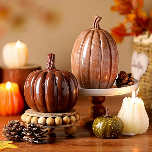 Autumn Pumpkin Decor Set - Resin Tabletop Pumpkins for Fall Thanksgiving Halloween