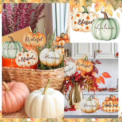 Thanksgiving Pumpkin Tree Picks Set - Fall Decor for Table, Wreaths & Porch