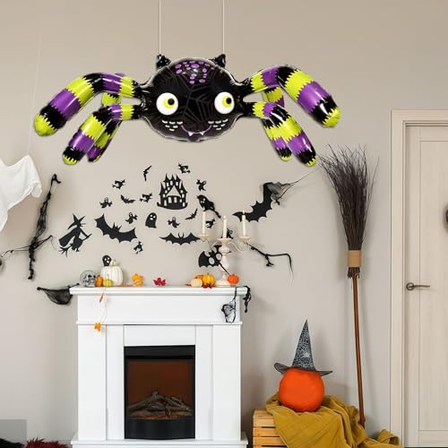 38 Inch Halloween Spider Balloon - Jumbo Matte Black Foil Decoration - Spider Variation