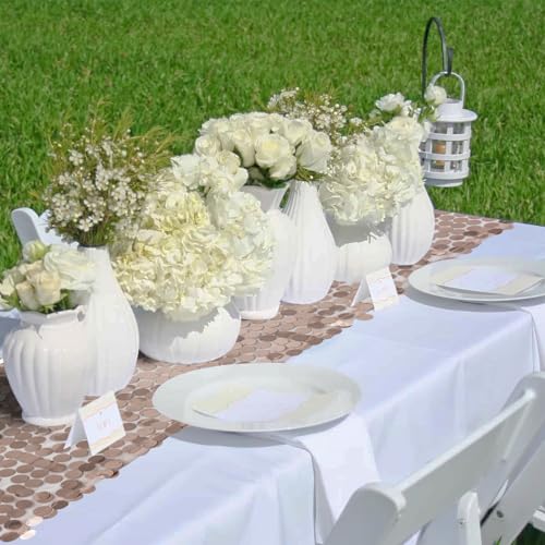 Rose Gold Sequin Table Runner Set - 3 Pack 12x108 Inch for Wedding Party Event