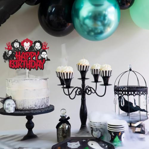 Halloween Horror Cake Topper - Glitter Killer Theme Party Decoration, Design 1