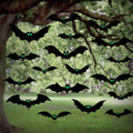 Halloween Hanging Bat Decorations Set with Glowing Eyes - Outdoor Waterproof Plastic Bats, 18 Pieces