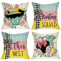 Easter Hunting Squad Throw Pillow Covers 16x16 Set of 4 - Rabbit Ears & Butterfly Design