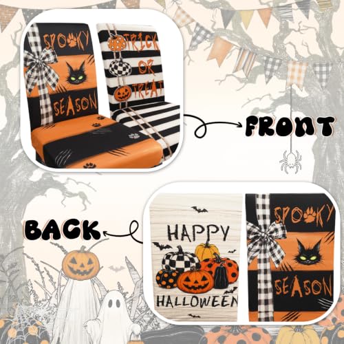Halloween Ghost Chair Covers Set of 6 - Black, Off White & Orange
